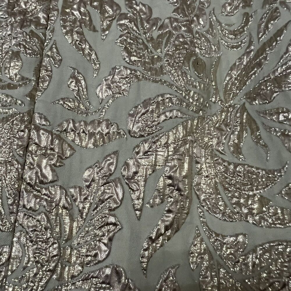 LAFAYETTE 148 Jacquard Pencil Skirt Mint Green Gold Sz 2 Knee Length High Rise - Picture 4 of 5